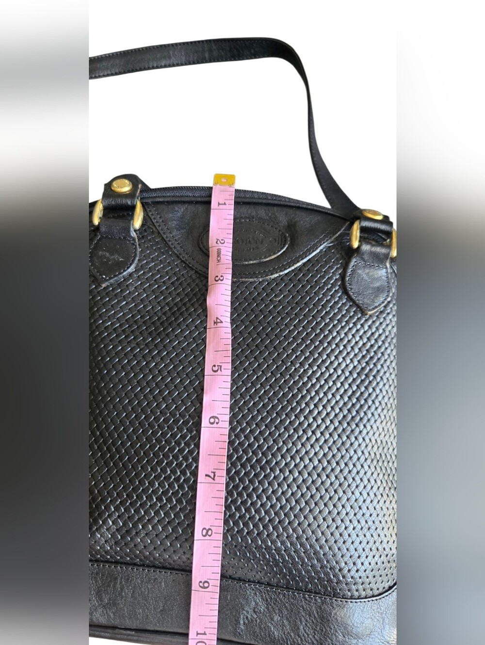 Oroton Vintage Black Cowhide Woven Crossbody Bag - Picture 7 of 14